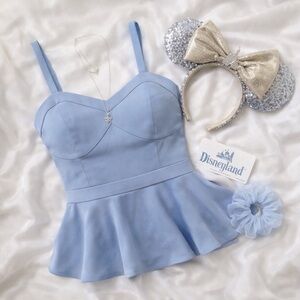 Parker Marsha Blue Peplum Top Sleeveless Sweetheart Neckline Size XS